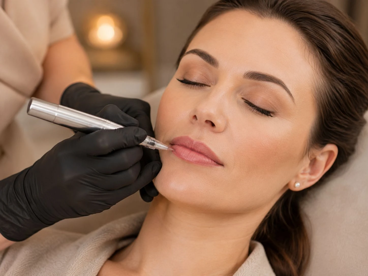 Permanente make-up behandeling van de lippen